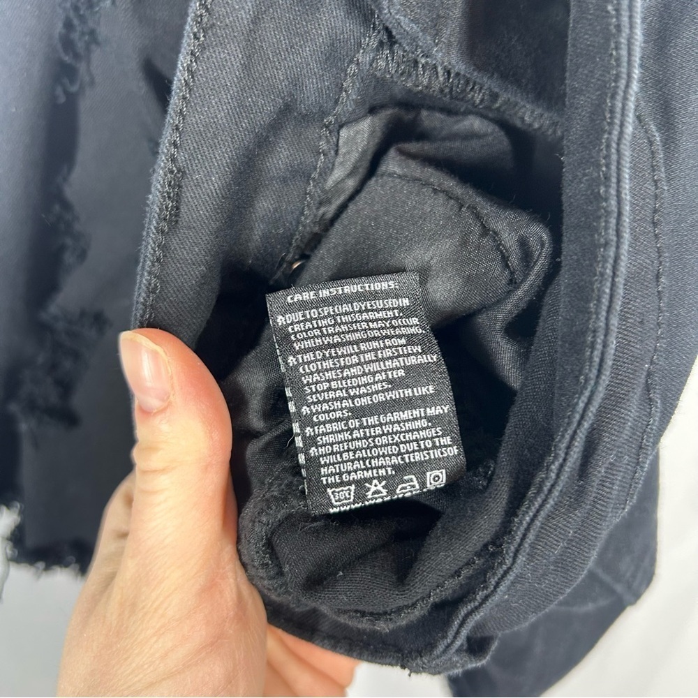 Wax Jean | Distressed Black Denim Jean Mini Skirt Juniors Size Large - Picture 6 of 8